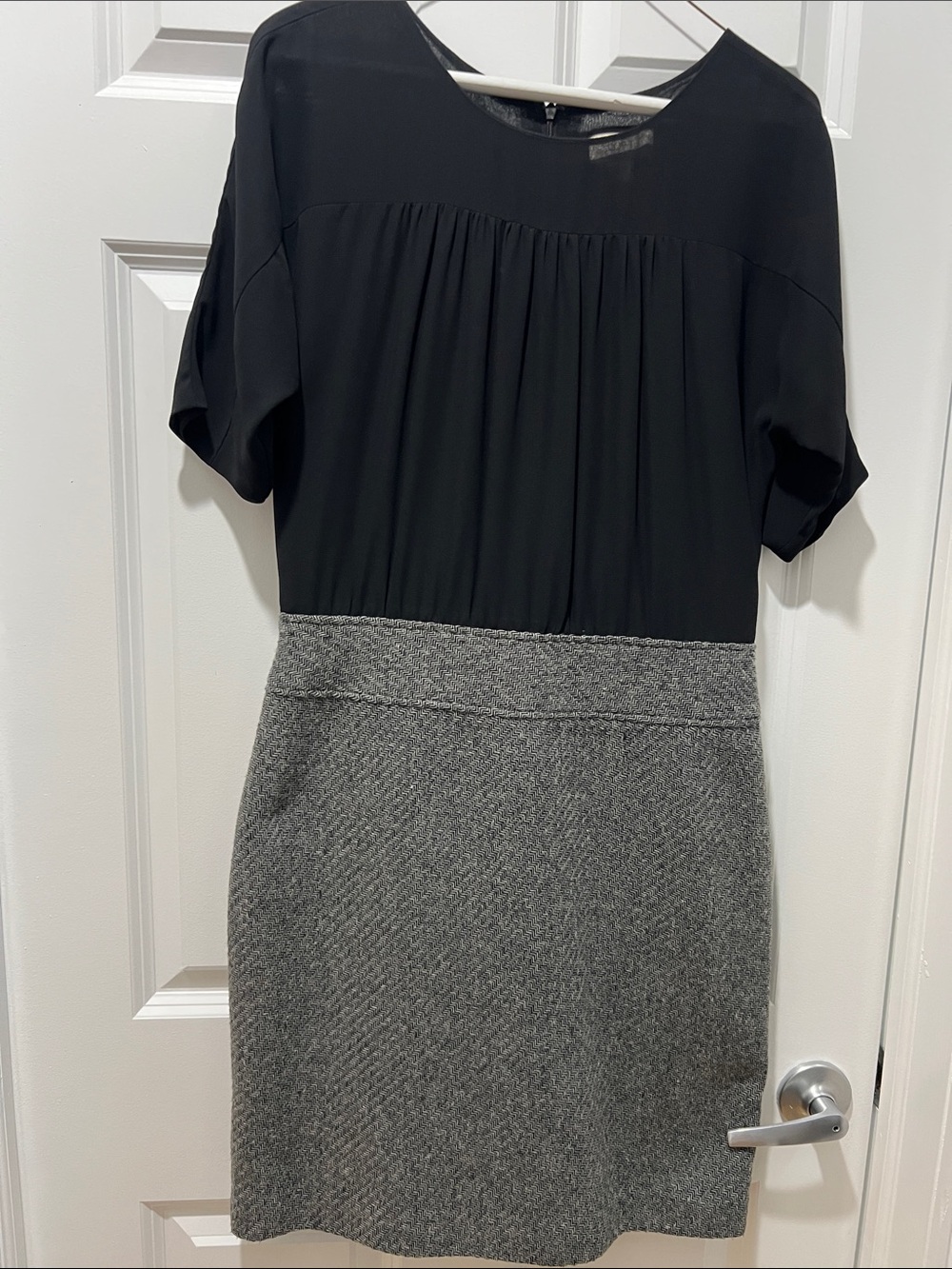 LOFT Black Pleated Waist Dress